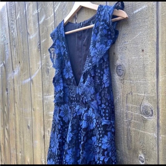 Navy Blue Molinetto Lace Ruffled Tiered Maxi Dress 🌿 - Picture 6 of 11